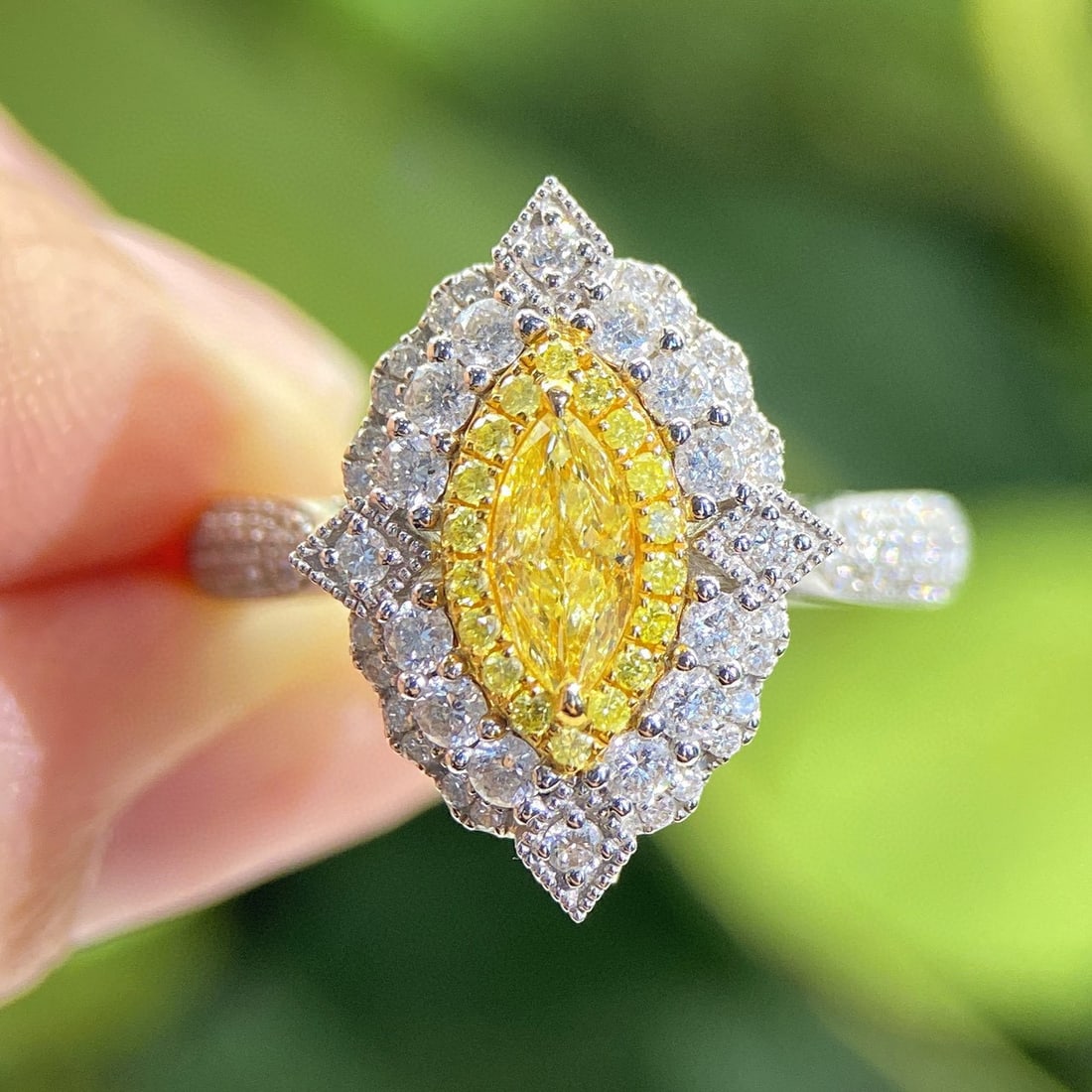 14k Gold 1.09 Ctw Natural Yellow Diamond & Diamond Ring/pendant( Without Chain ) - 2
