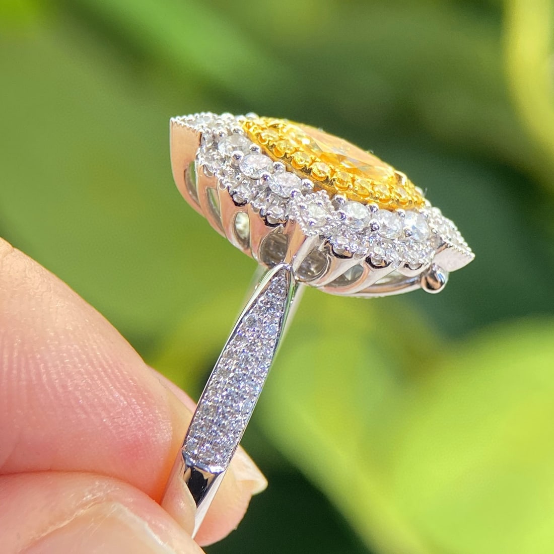 14k Gold 1.09 Ctw Natural Yellow Diamond & Diamond Ring/pendant( Without Chain ) - 3