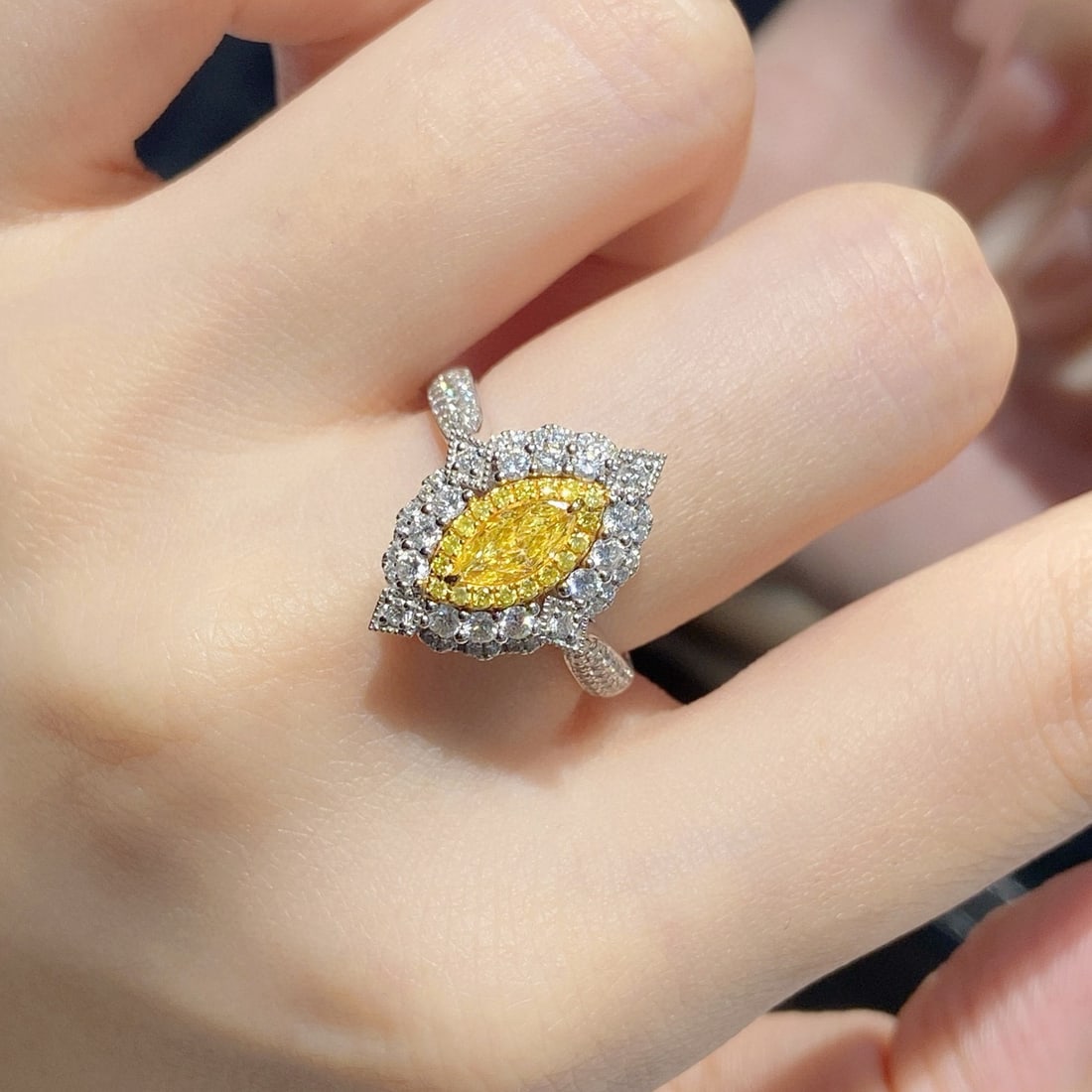 14k Gold 1.09 Ctw Natural Yellow Diamond & Diamond Ring/pendant( Without Chain ) - 5