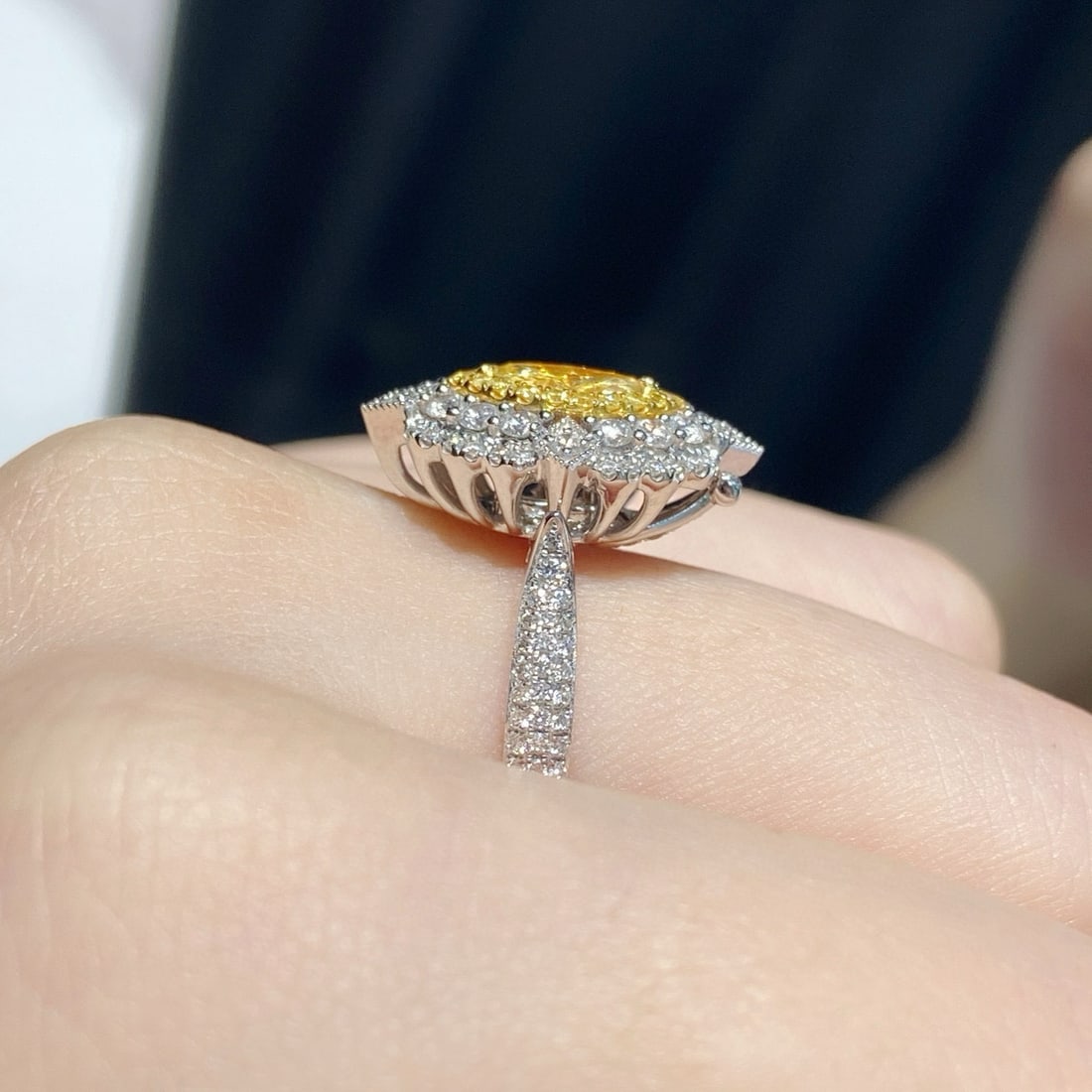 14k Gold 1.09 Ctw Natural Yellow Diamond & Diamond Ring/pendant( Without Chain ) - 6