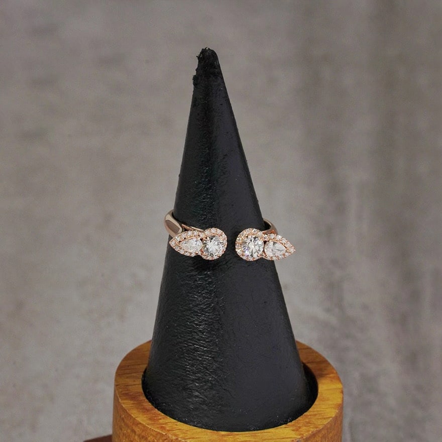 14k Gold 0.7 Ct Natural H Diamond Ring - 2