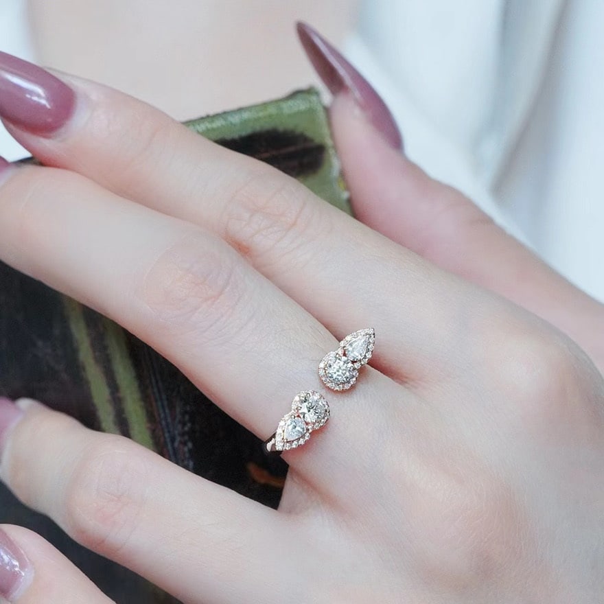 14k Gold 0.7 Ct Natural H Diamond Ring - 4