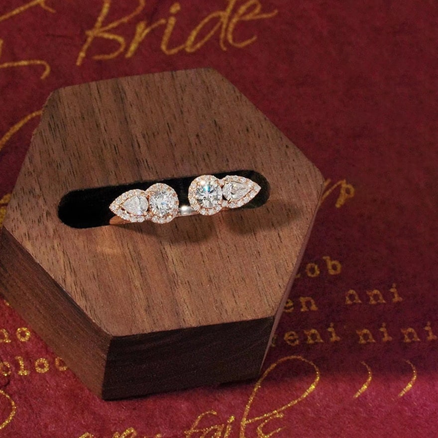14k Gold 0.7 Ct Natural H Diamond Ring - 5