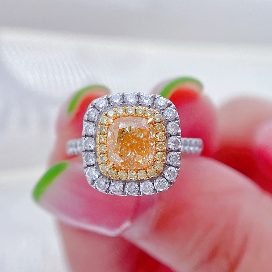 Gia Certified 14k Gold 2.08 Ctw Natural Yellow Diamond & Diamond Ring - 2