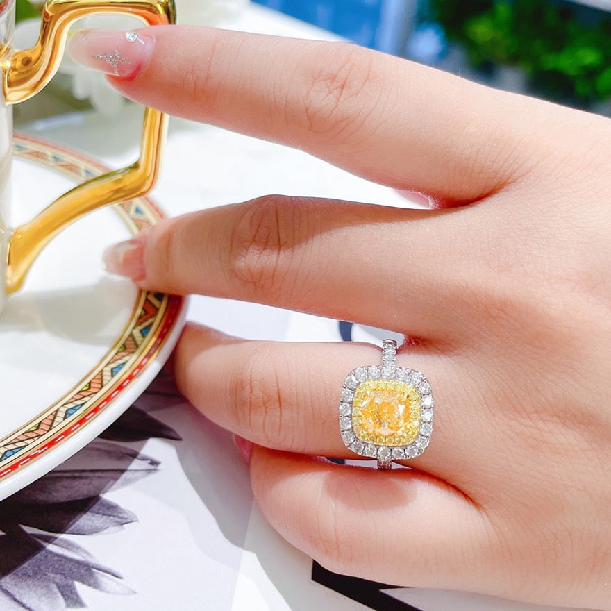 Gia Certified 14k Gold 2.08 Ctw Natural Yellow Diamond & Diamond Ring - 6