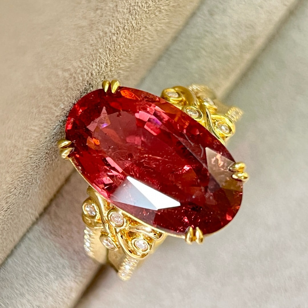 14k Gold 8.17 Ctw Natural Tourmaline & Diamond Ring - 5