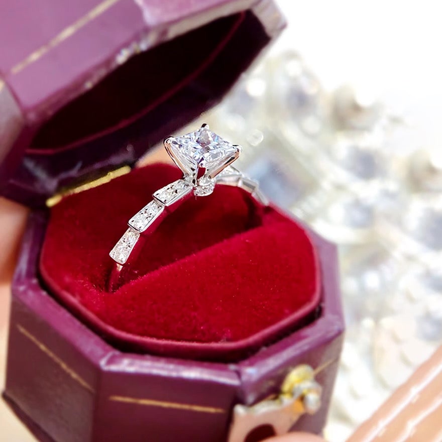 Gia Certified 14k Gold 1 Ct Natural G Si1 Princess Diamond Ring - 3