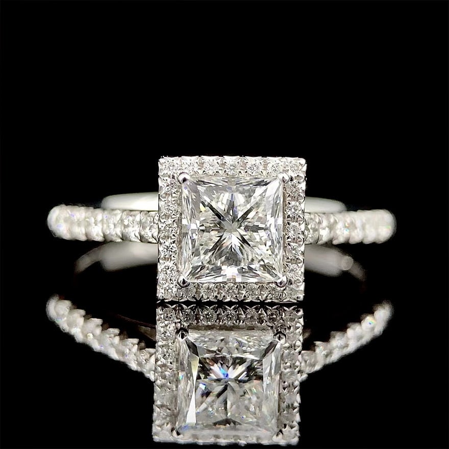 Gia Certified 14k Gold 1.00 Ct Natural H Vs2 Princess Diamond Ring: Ref:231062082 // gold content:14k gold // ring size:7. 25us // // main gemstone:diamond // certified:gia // shape:princess // carat weight:1. 00ct // clarity grade:vs2 // color:h // treatment:natural 