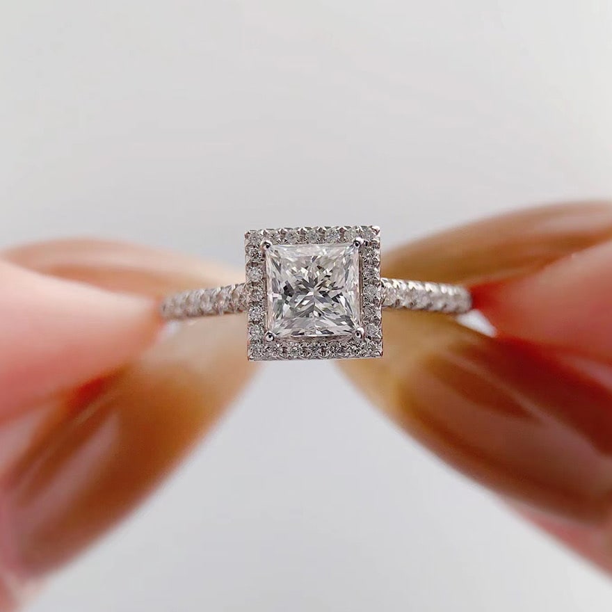 Gia Certified 14k Gold 1.00 Ct Natural H Vs2 Princess Diamond Ring - 2