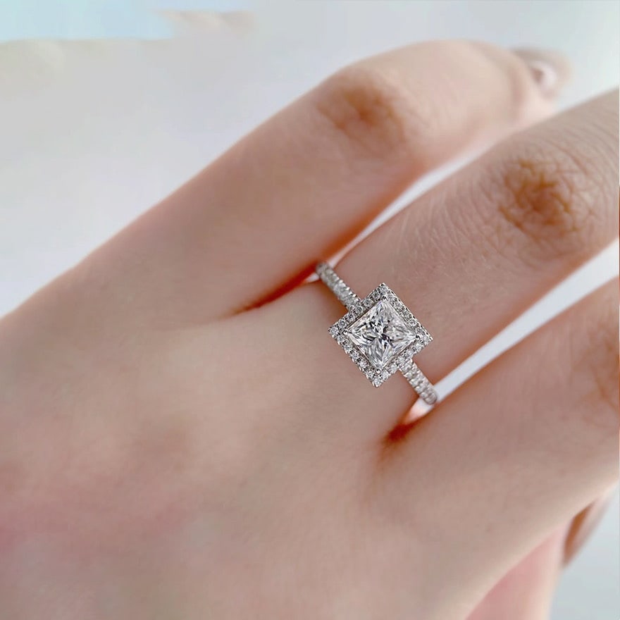 Gia Certified 14k Gold 1.00 Ct Natural H Vs2 Princess Diamond Ring - 4