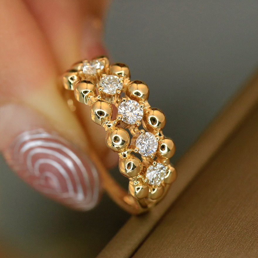14k Gold 0.45 Ct Natural H Diamond Ring - 2