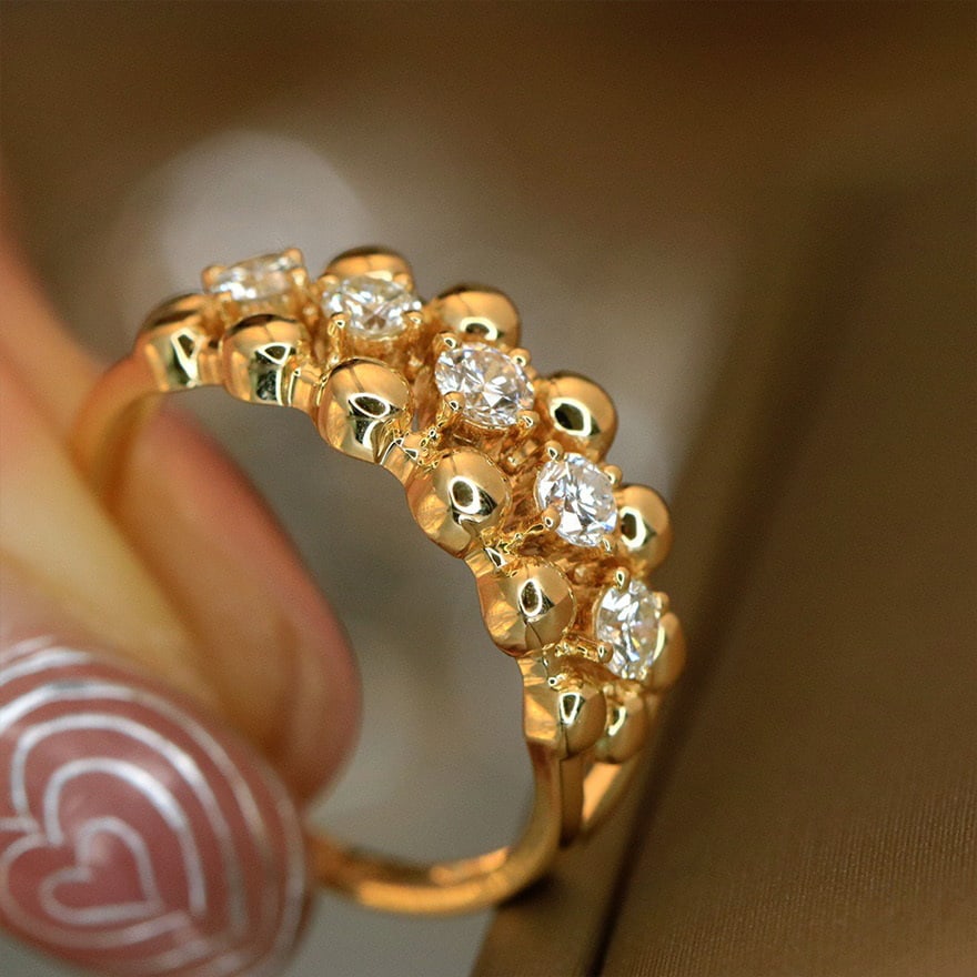 14k Gold 0.45 Ct Natural H Diamond Ring - 3