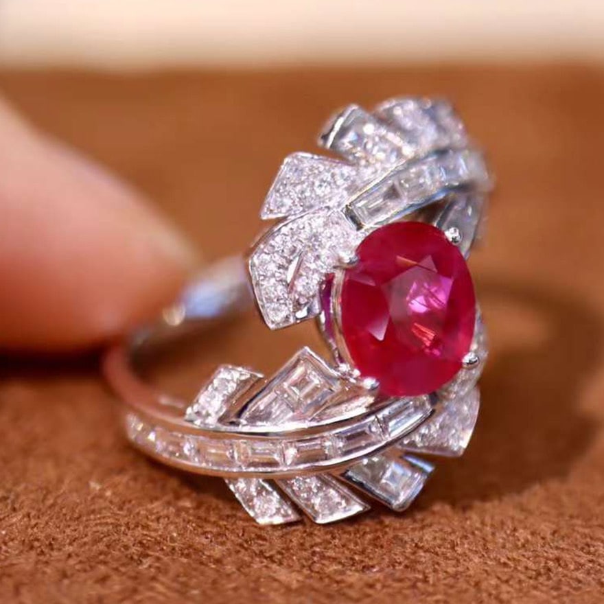 14k Gold 1.96 Ctw Natural Ruby & Diamond Ring - 2