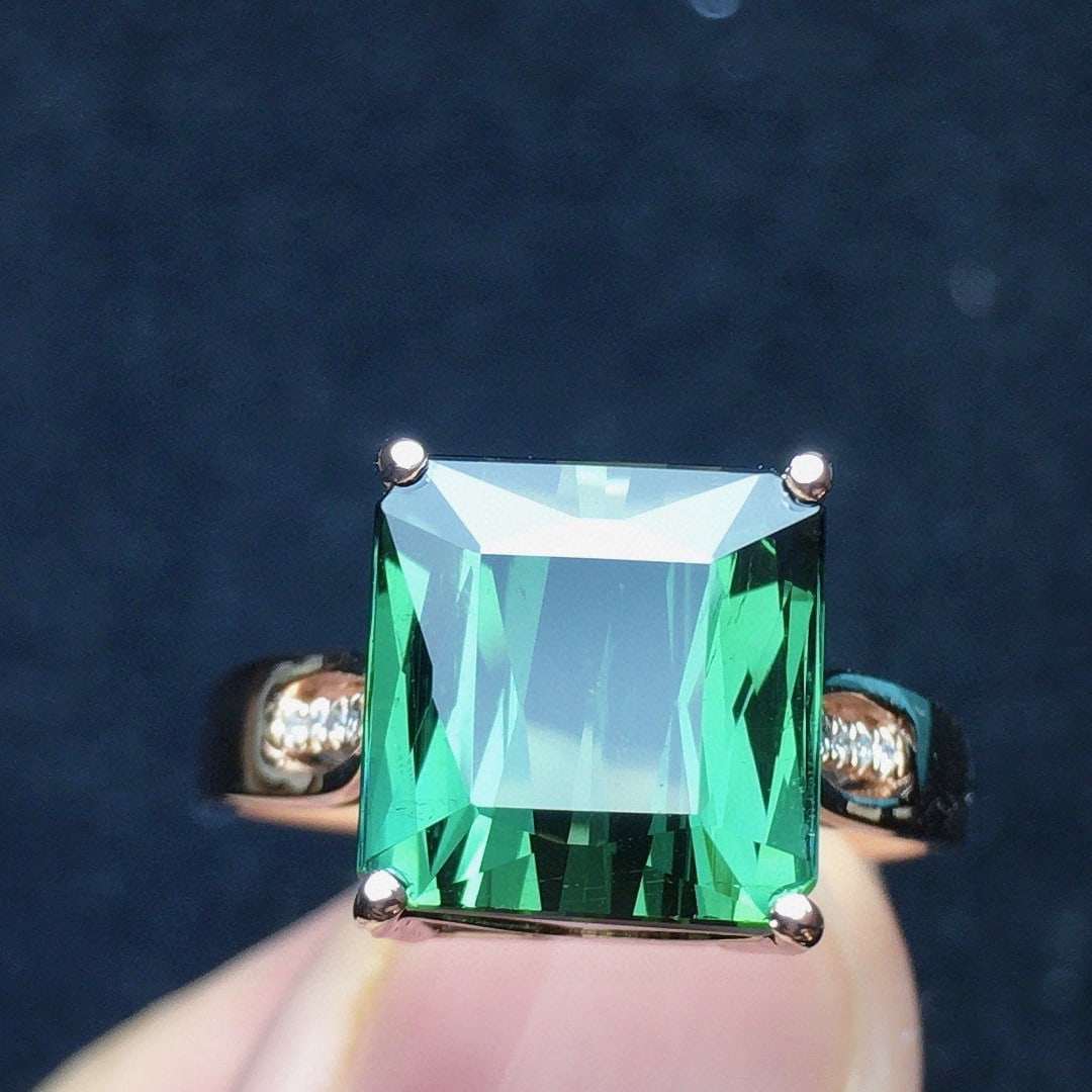 14k Gold 5.1 Ct Natural Tourmaline & Diamond Ring - 3