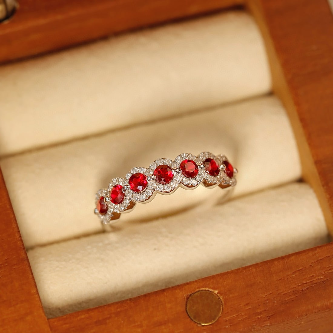 14k Gold 1.47 Ctw Natural Ruby & Diamond Ring: Ref:231062148 // gold content:14k gold // ring size:7. 25us // // main gemstone:ruby // shape:round // carat weight:1. 3ct // color:pigeonblood red // treatment:natural // cut grade:g // // adjacent