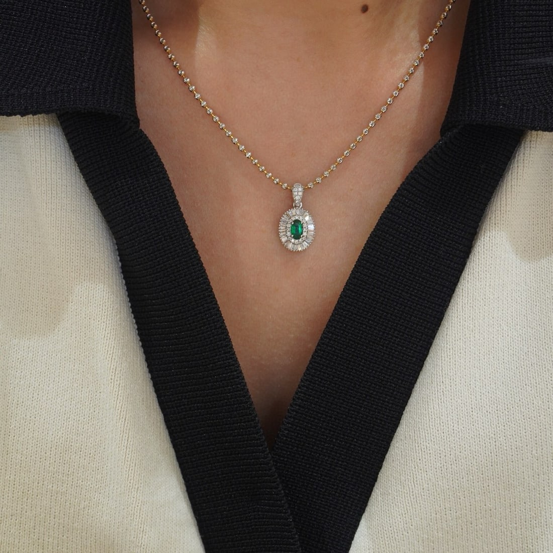 14k Gold 1.53 Ctw Vivid Green Natural Emerald & Diamond Jewelry Set - 6