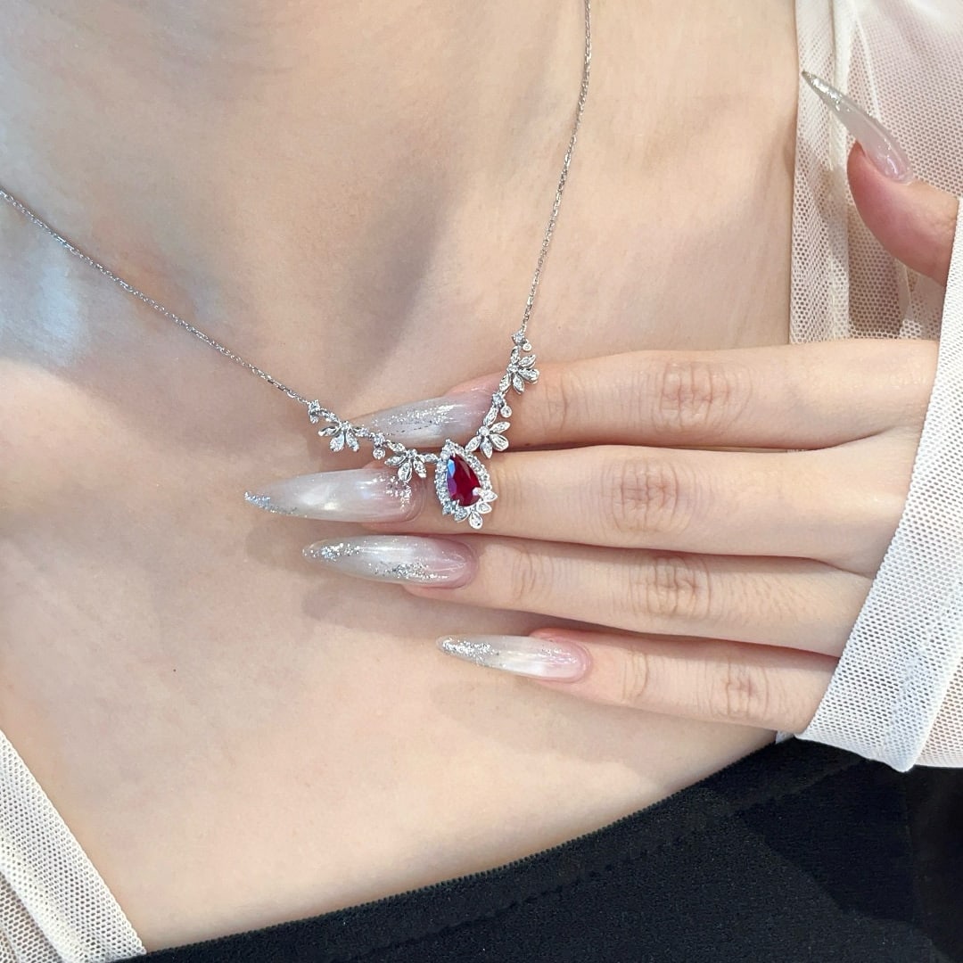 14k Gold 1.20 Ct Natural Ruby & Diamond Necklace - 6