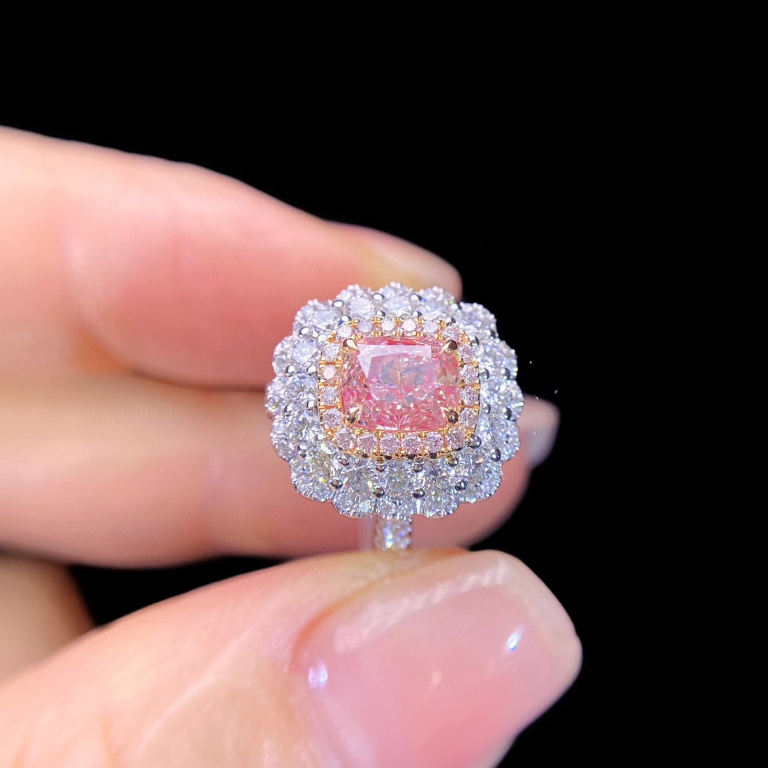 Gia Certified 14k Gold 1.89 Ctw Natural Pink Diamond & Diamond Ring/pendant( Without Chain ) - 2