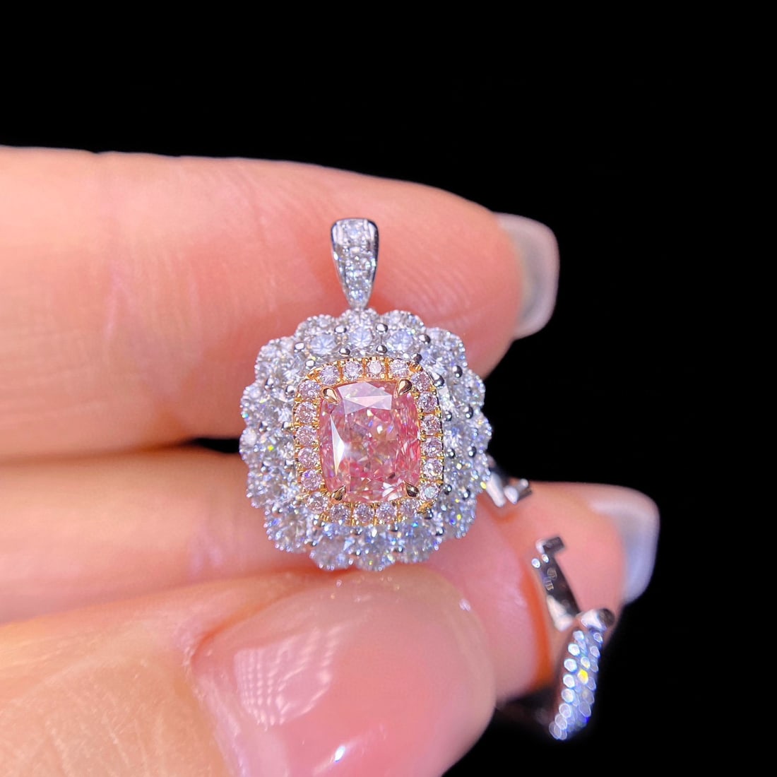 Gia Certified 14k Gold 1.89 Ctw Natural Pink Diamond & Diamond Ring/pendant( Without Chain ) - 3