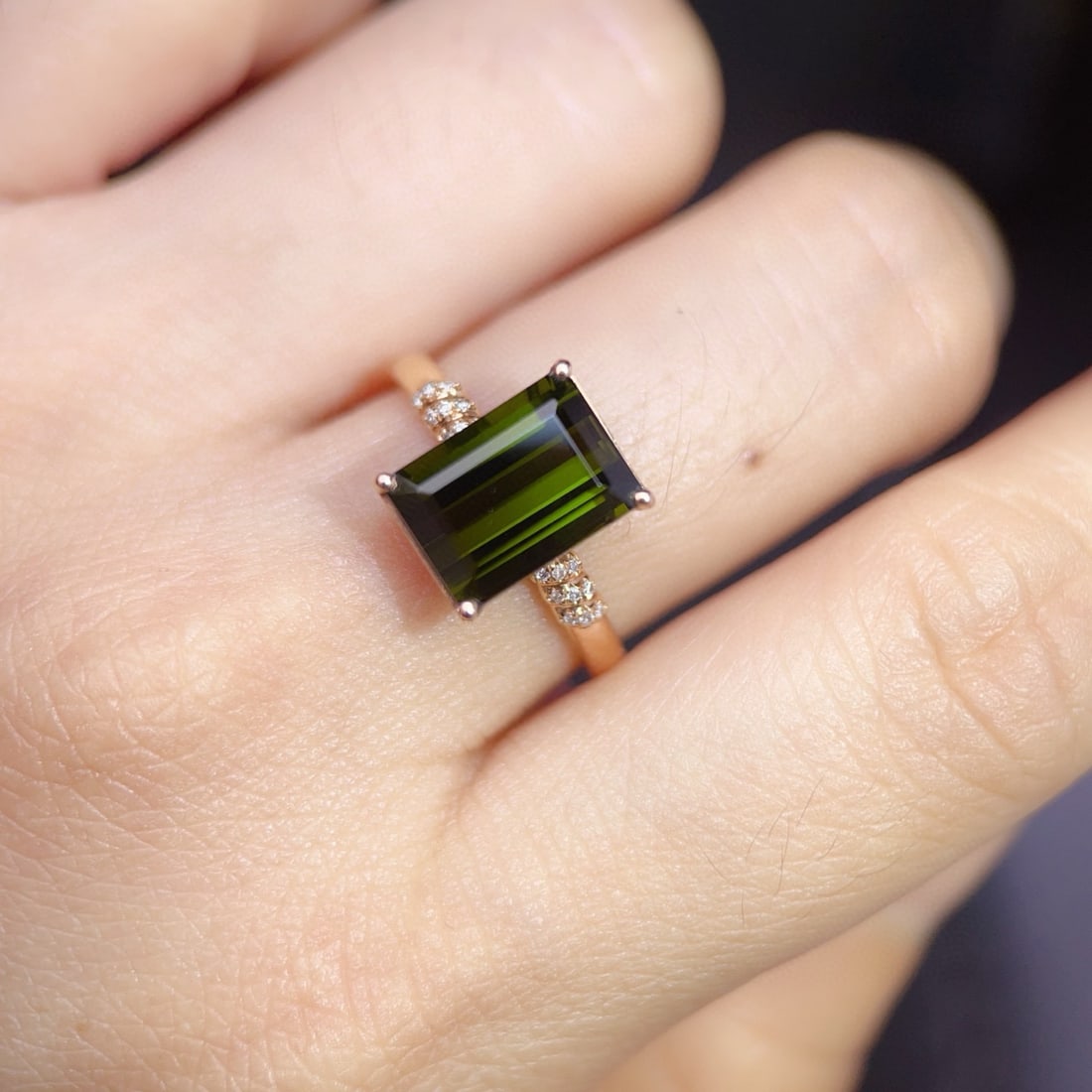 14k Gold 4.40 Ctw Natural Tourmaline & Diamond Ring - 6
