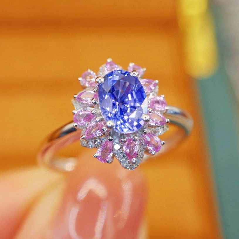 14k Gold 1.64 Ctw Natural Sapphire & Diamond Ring - 3