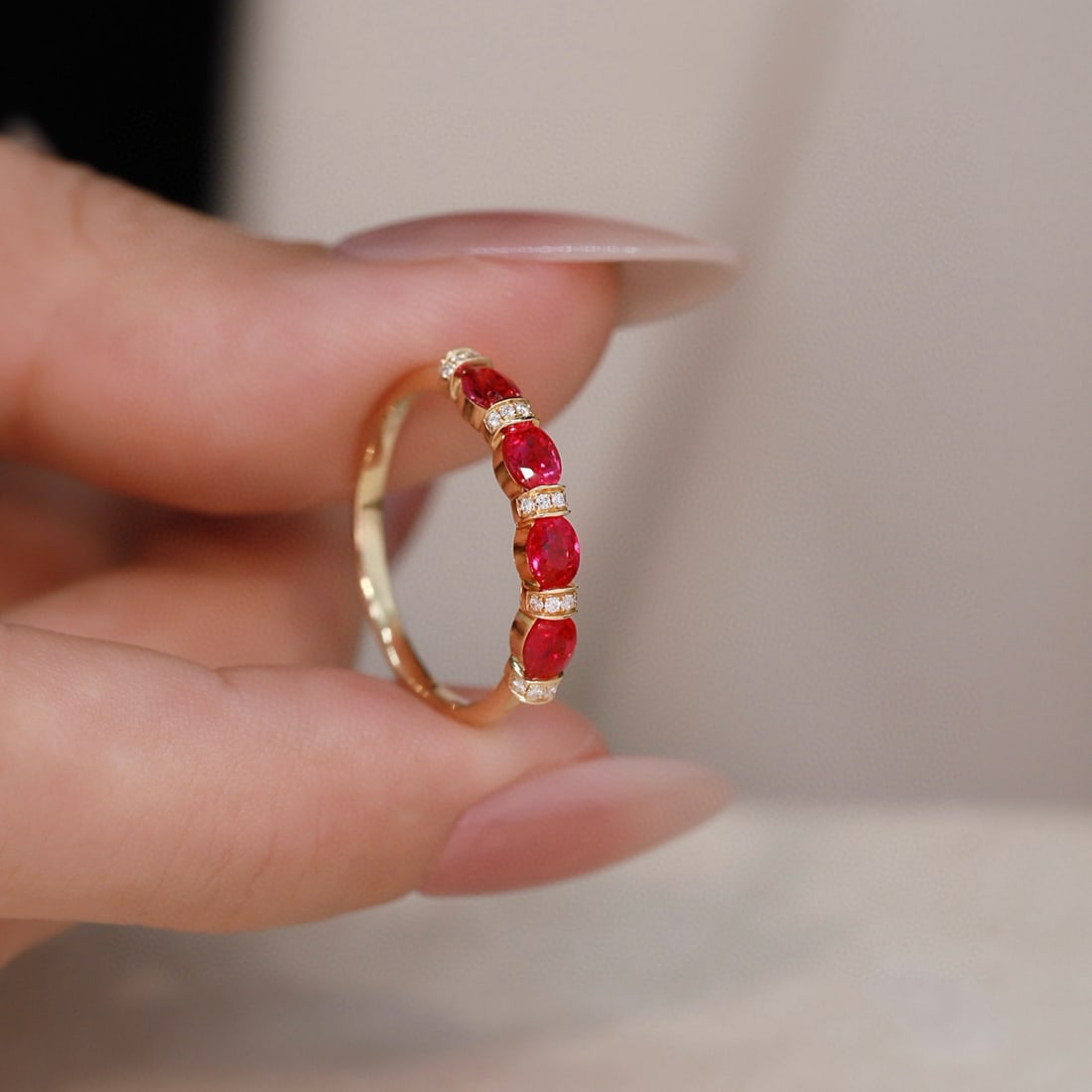 14k Gold 0.96 Ctw Natural Ruby & Diamond Ring - 6