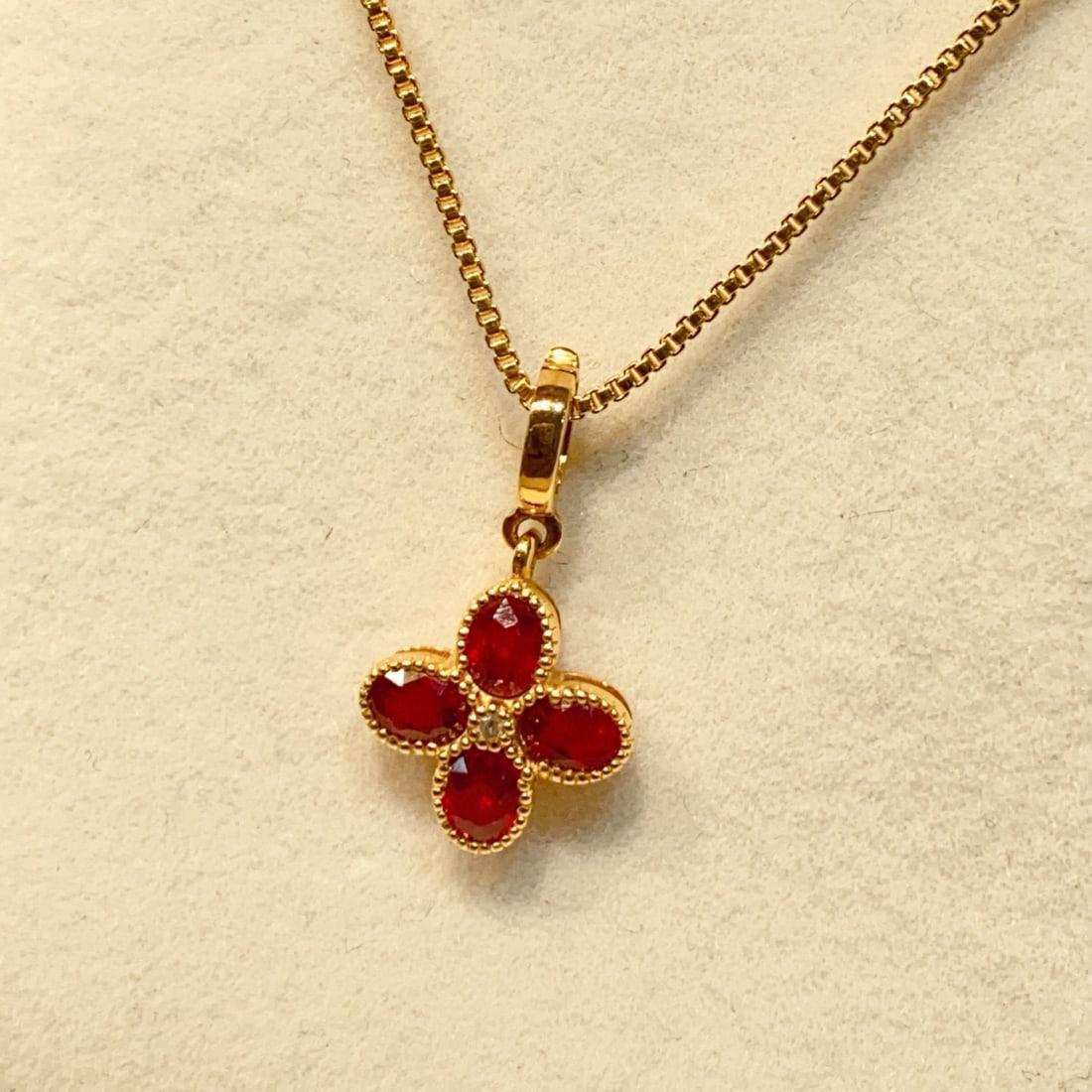 14k Gold 0.8 Ct Natural Ruby & Diamond Pendant( Without Chain ) - 2