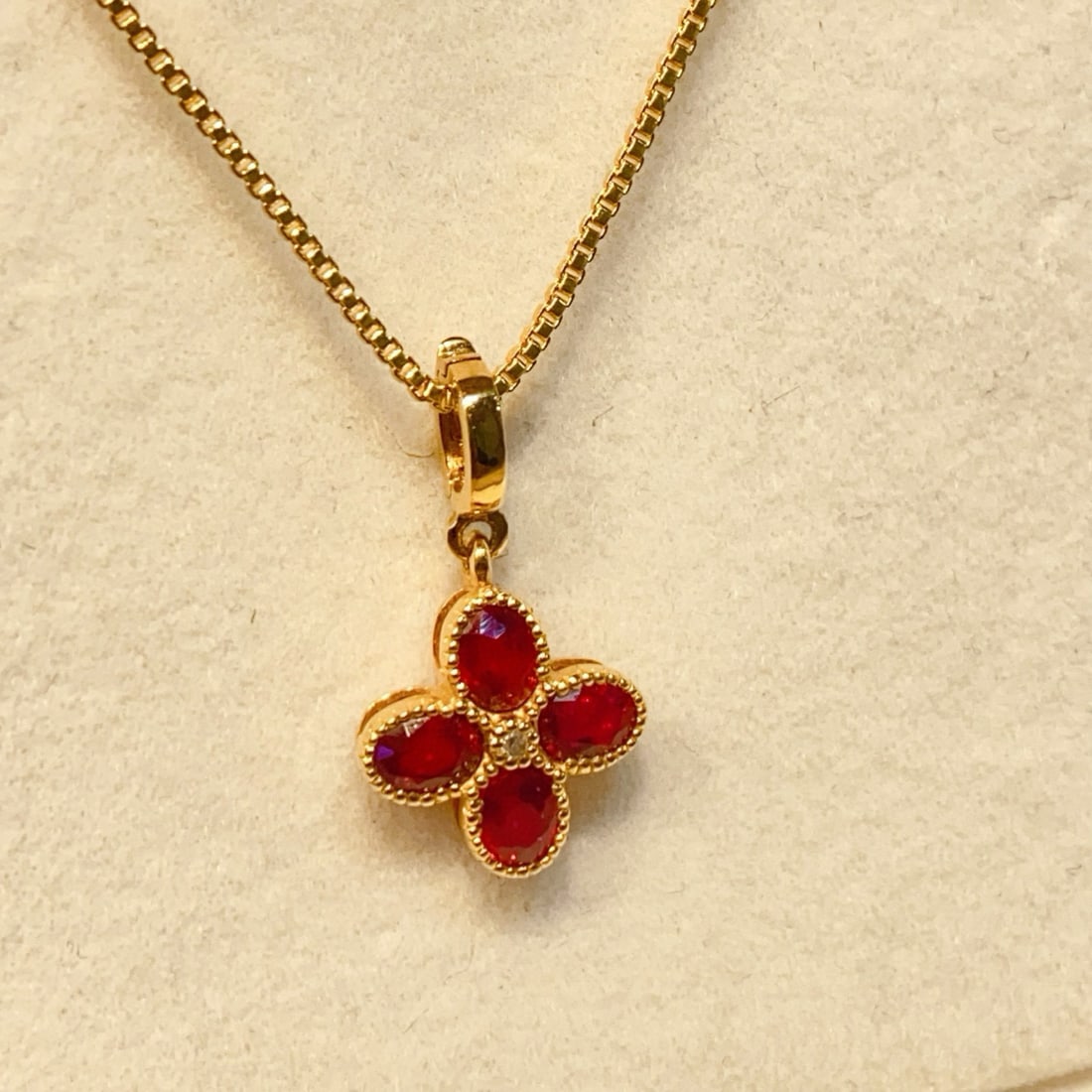 14k Gold 0.8 Ct Natural Ruby & Diamond Pendant( Without Chain ) - 3