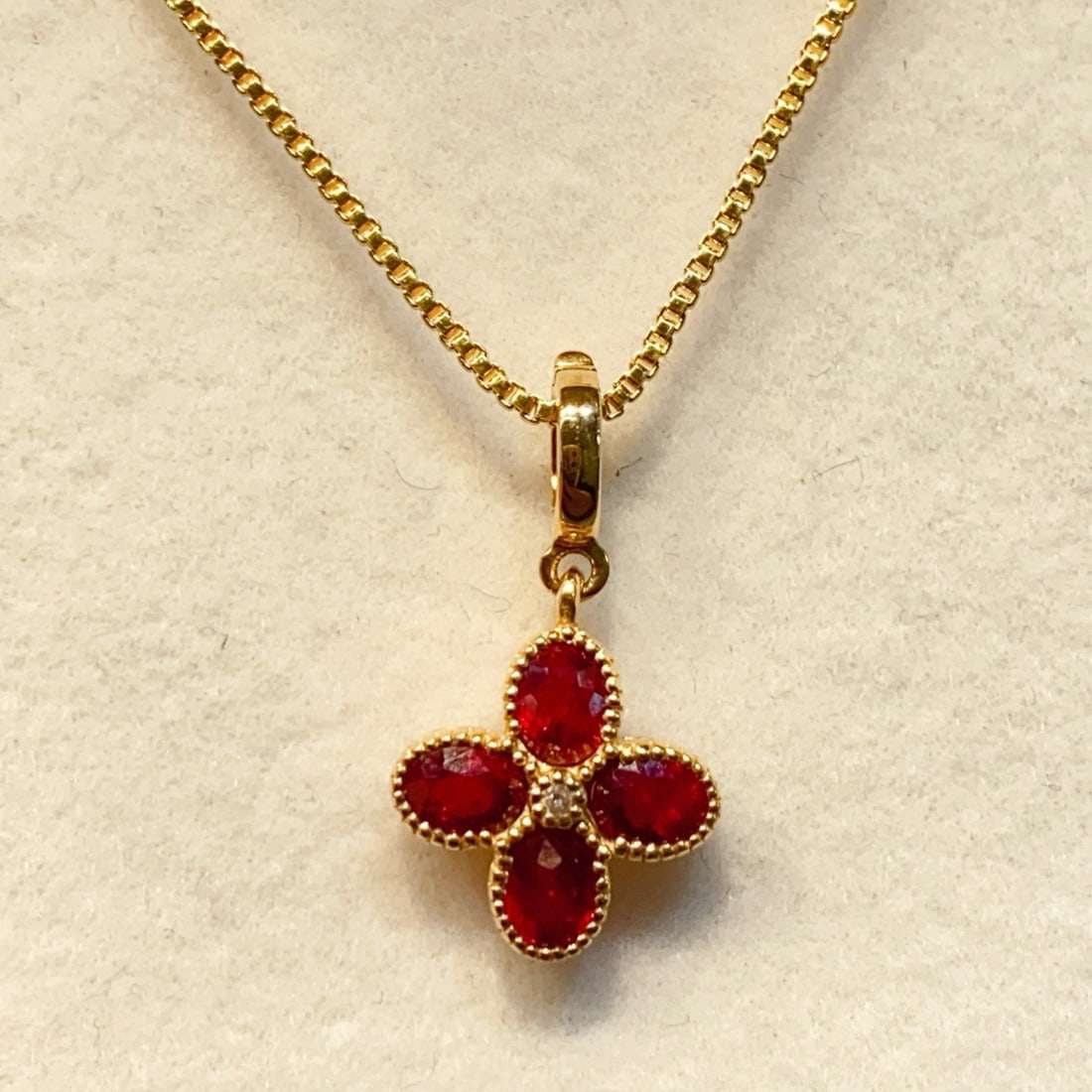 14k Gold 0.8 Ct Natural Ruby & Diamond Pendant( Without Chain ) - 4
