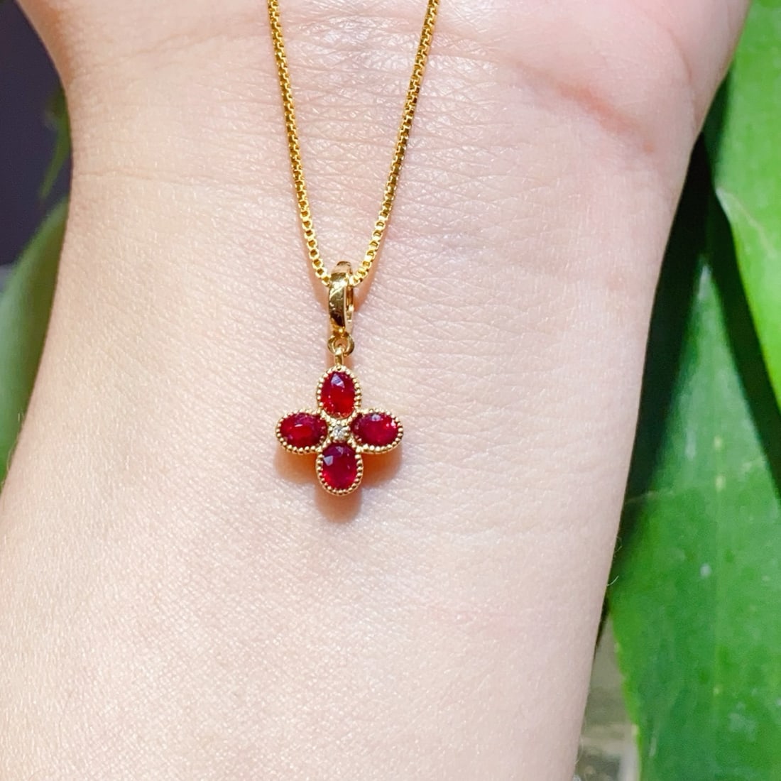 14k Gold 0.8 Ct Natural Ruby & Diamond Pendant( Without Chain ) - 5