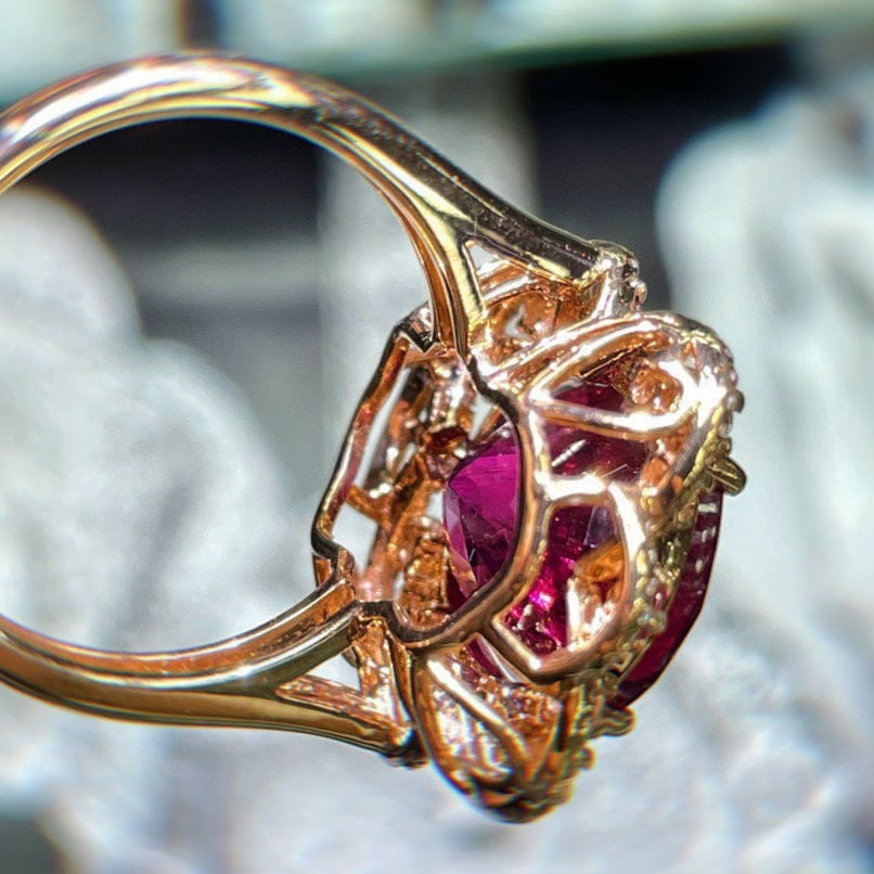 14k Gold 8.75 Ct Natural Tourmaline & Diamond Ring - 5
