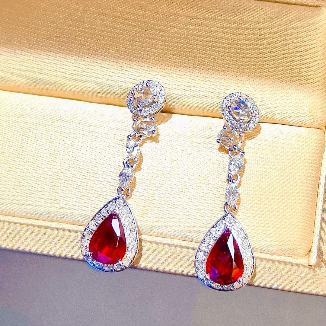 14k Gold 2.44 Ctw Natural Ruby & Diamond Earrings - 2