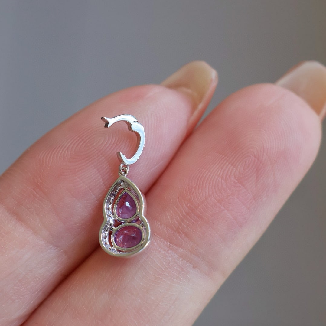 14k Gold 0.8 Ct Natural Sapphire & Diamond Pendant( Without Chain ) - 5