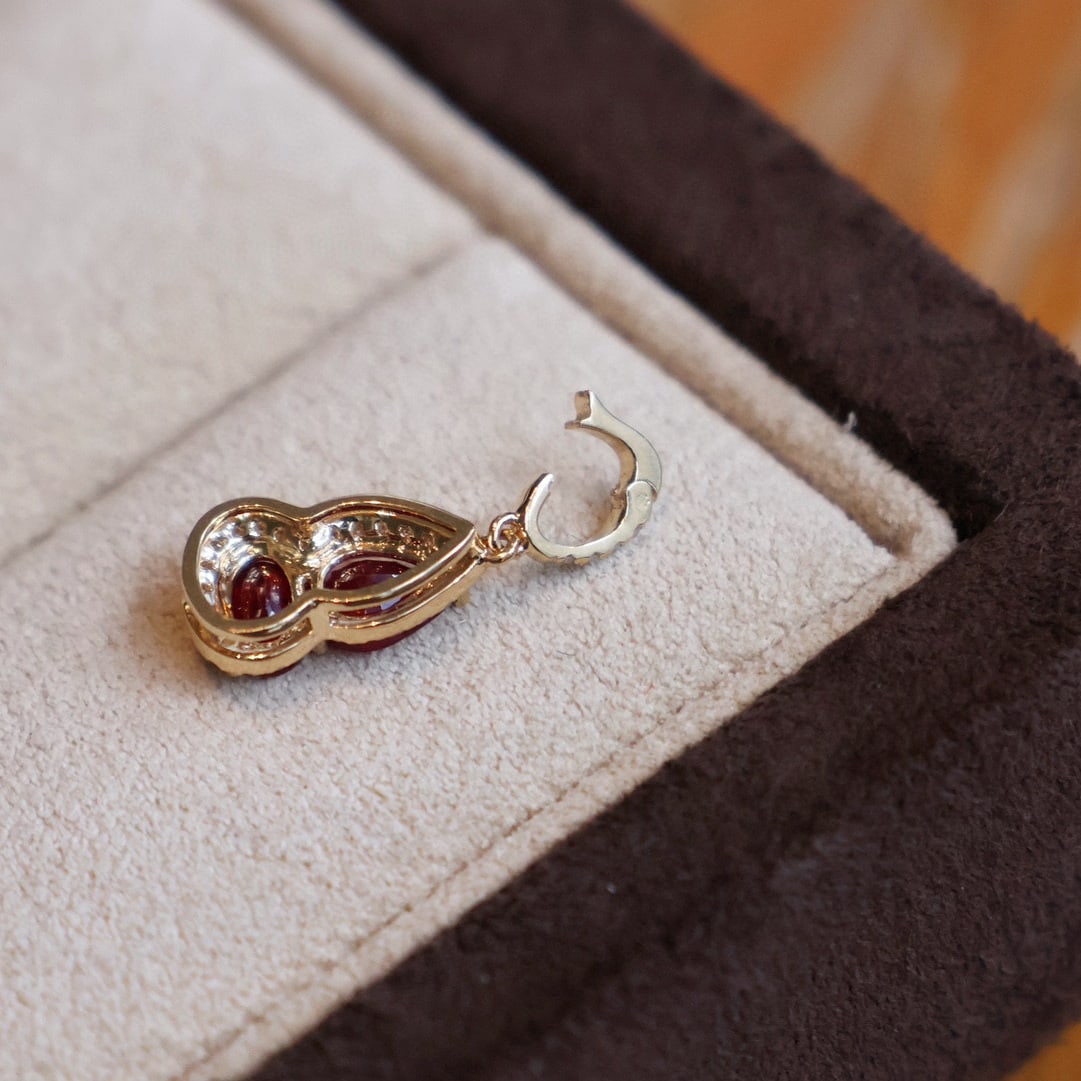 14k Gold 0.65 Ct Natural Ruby & Diamond Pendant( Without Chain ) - 2