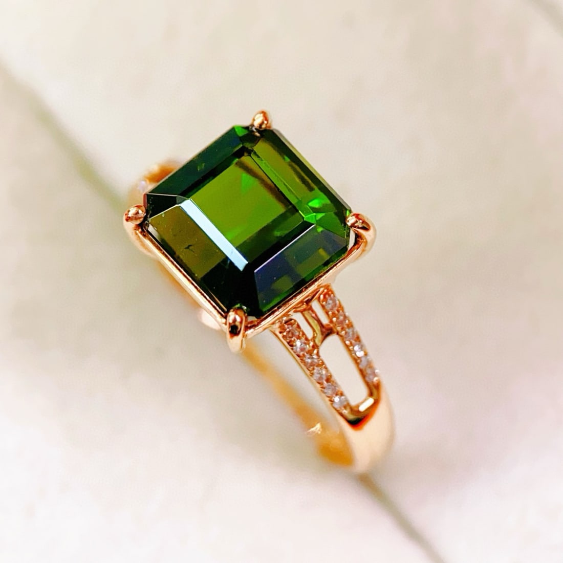14k Gold 3.57 Ctw Natural Tourmaline & Diamond Ring - 4