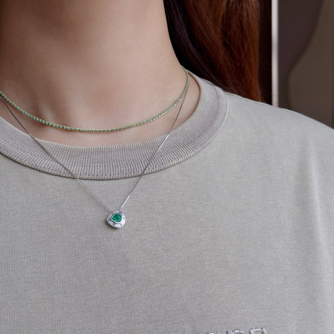 14k Gold 0.25 Ct Natural Emerald & Diamond Pendant( Without Chain ) - 3