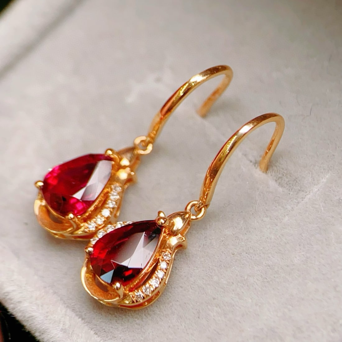 14k Gold 1.27 Ctw Natural Tourmaline & Diamond Earrings - 6