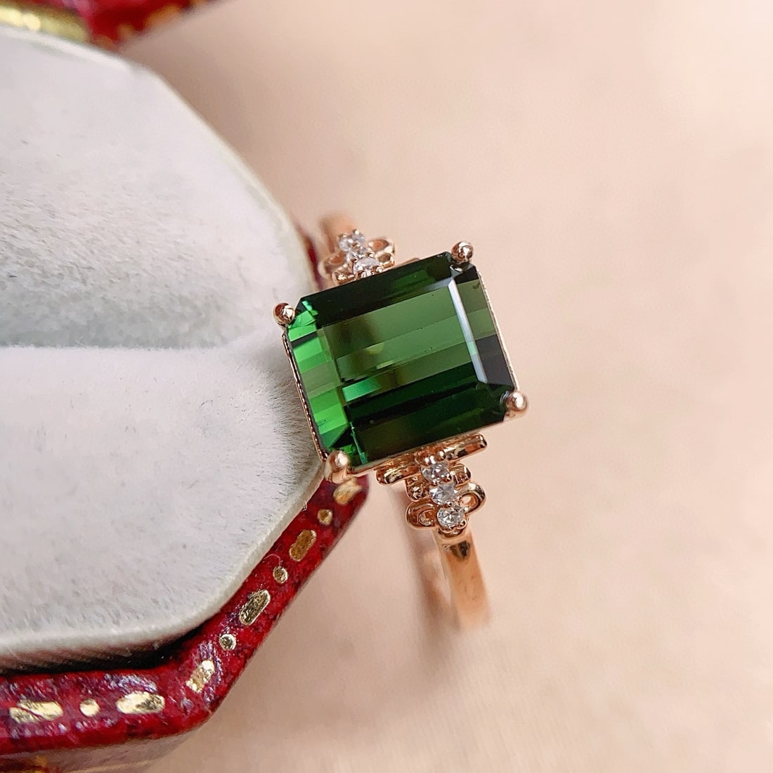 14k Gold 2.00 Ct Natural Tourmaline & Diamond Ring - 3