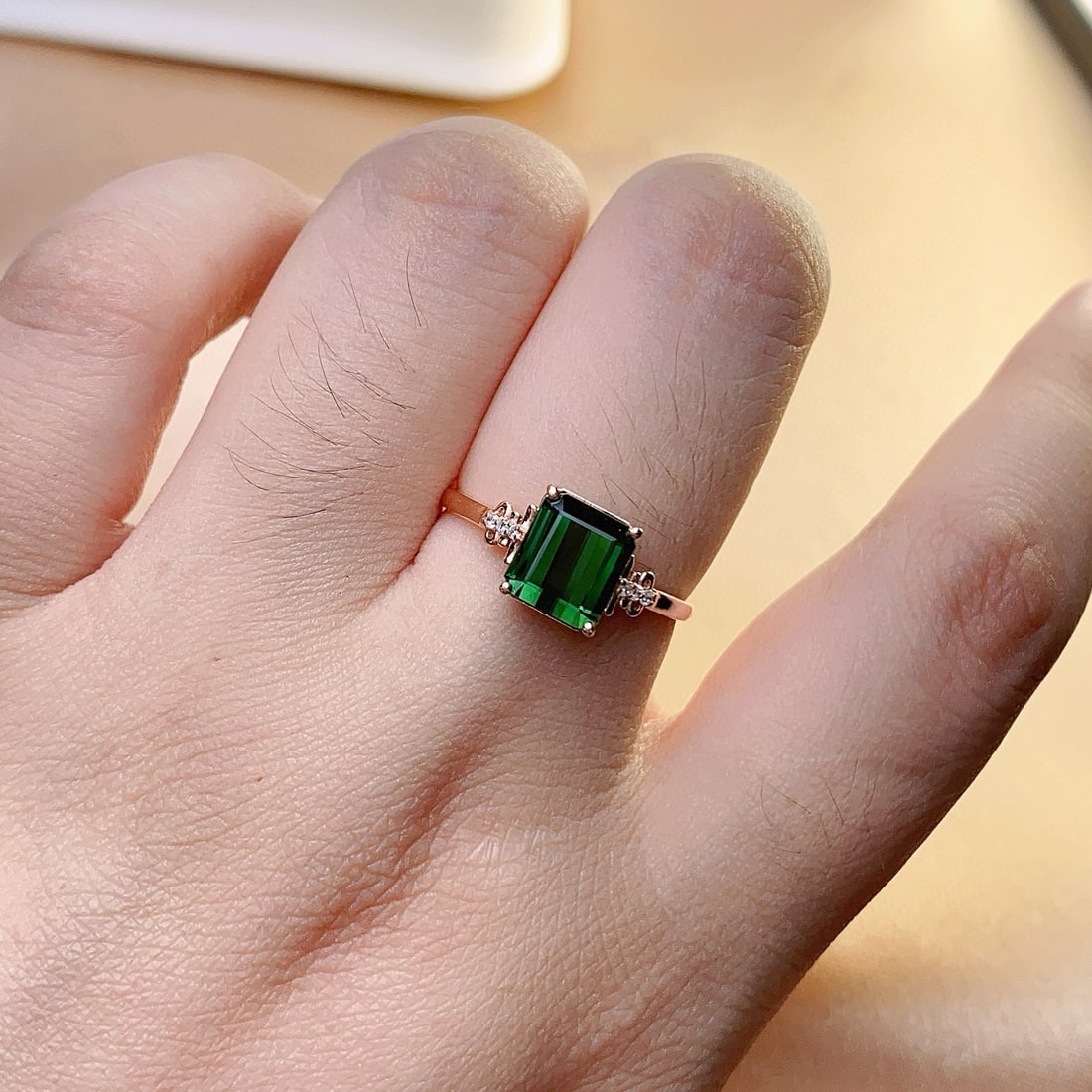 14k Gold 2.00 Ct Natural Tourmaline & Diamond Ring - 6