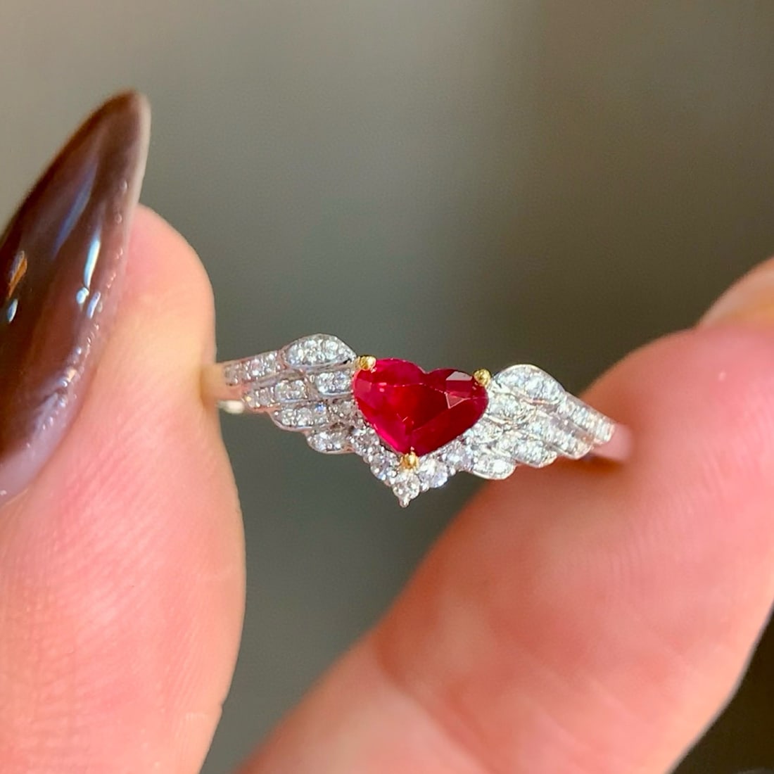 14k Gold 0.49 Ctw Natural Ruby & Diamond Ring - 2