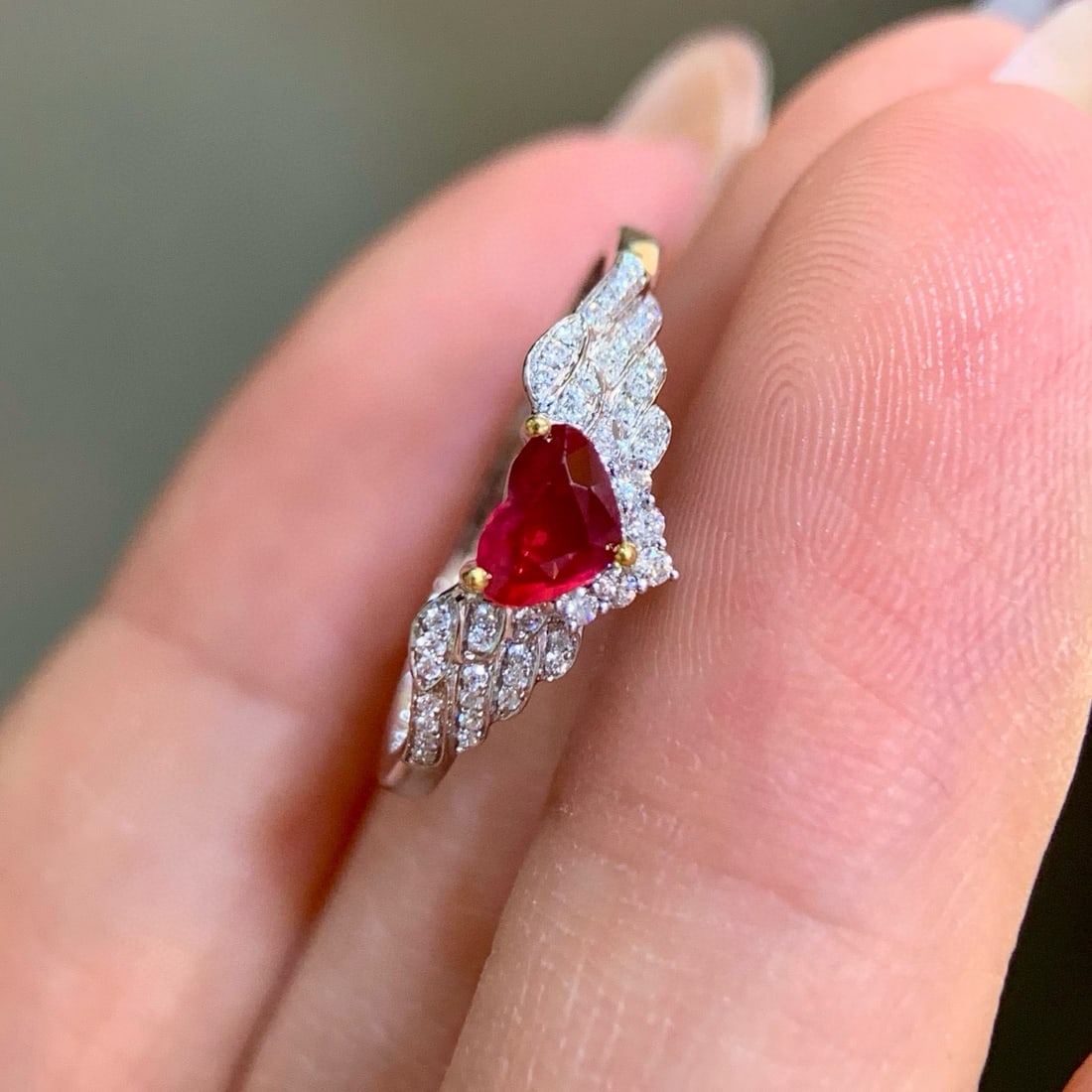 14k Gold 0.49 Ctw Natural Ruby & Diamond Ring - 3