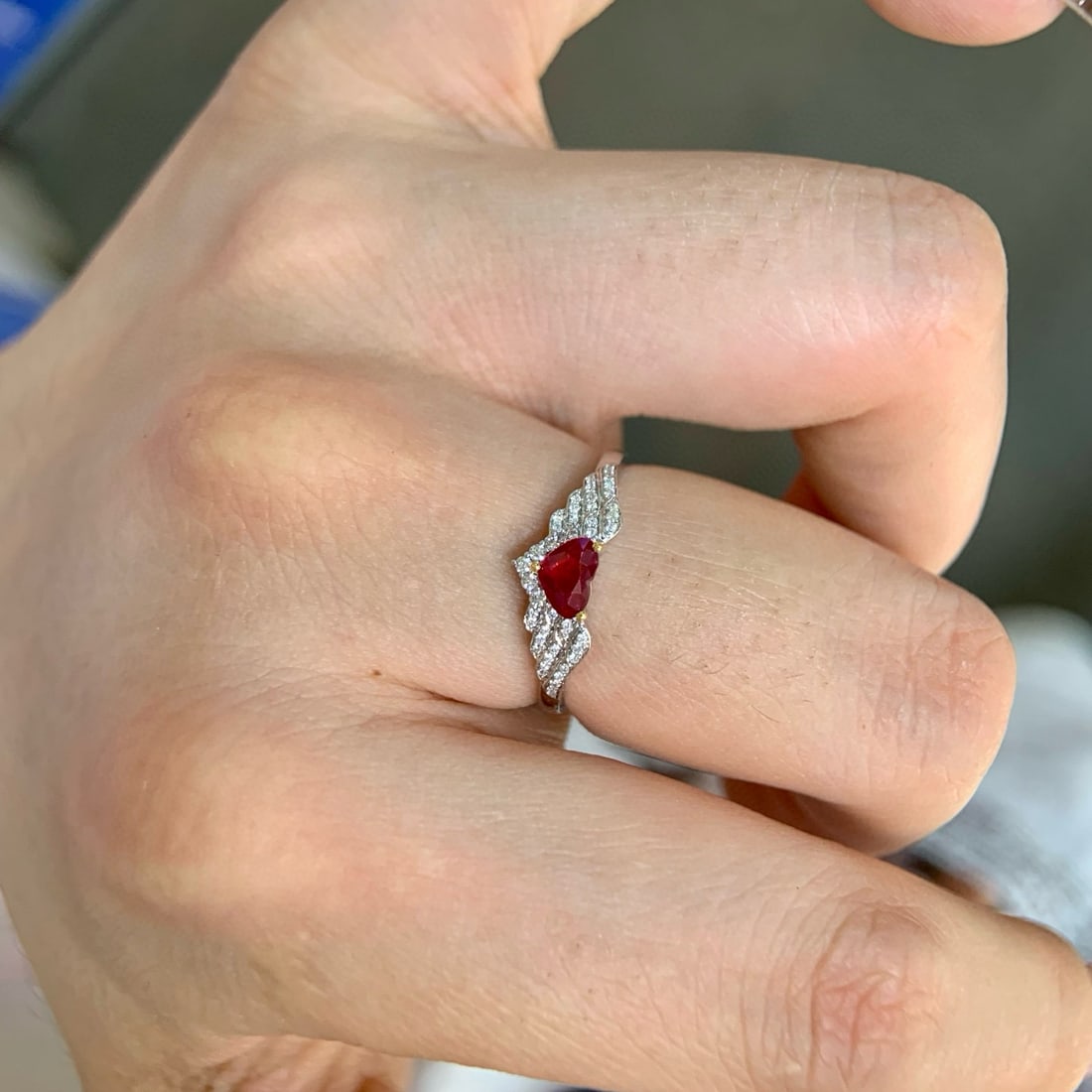 14k Gold 0.49 Ctw Natural Ruby & Diamond Ring - 4