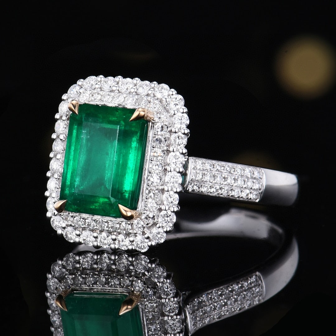 14k Gold 2.86 Ctw Vivid Green Natural Emerald & Diamond Ring/pendant( Without Chain ) - 2