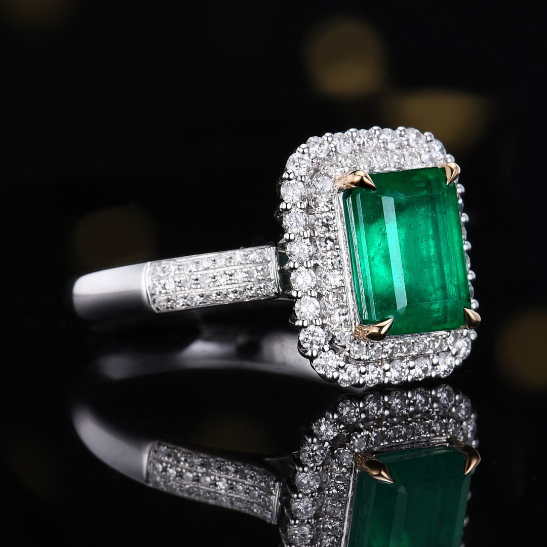 14k Gold 2.86 Ctw Vivid Green Natural Emerald & Diamond Ring/pendant( Without Chain ) - 3