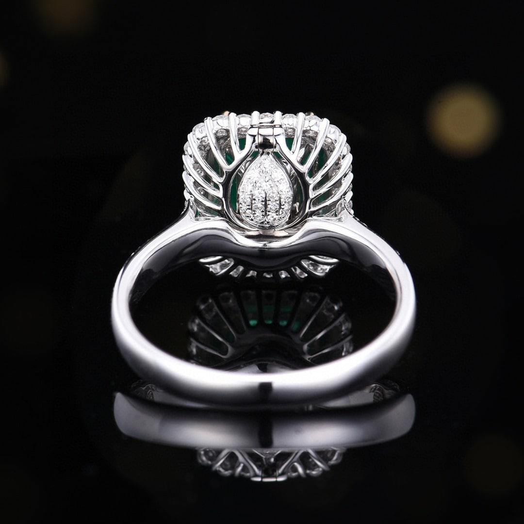 14k Gold 2.86 Ctw Vivid Green Natural Emerald & Diamond Ring/pendant( Without Chain ) - 5