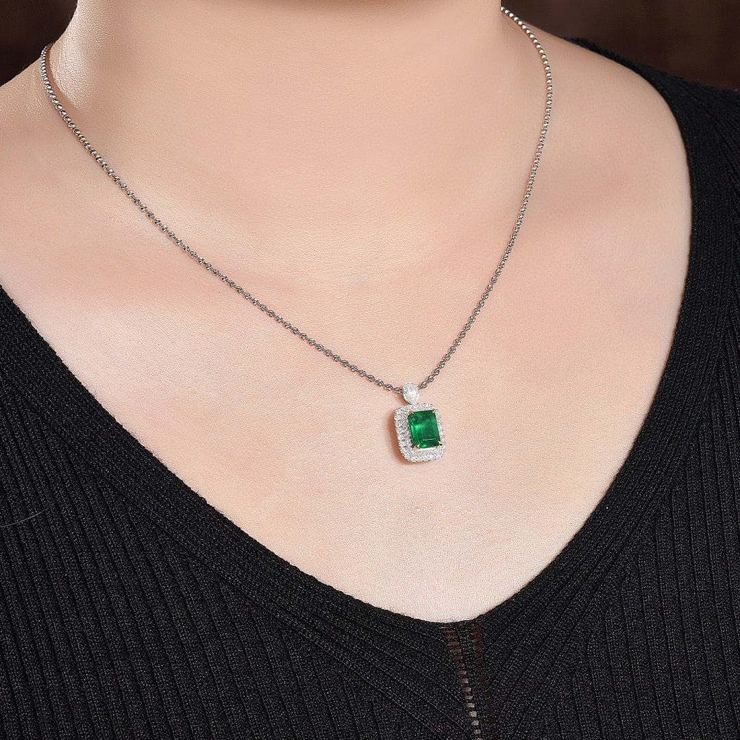 14k Gold 2.86 Ctw Vivid Green Natural Emerald & Diamond Ring/pendant( Without Chain ) - 9