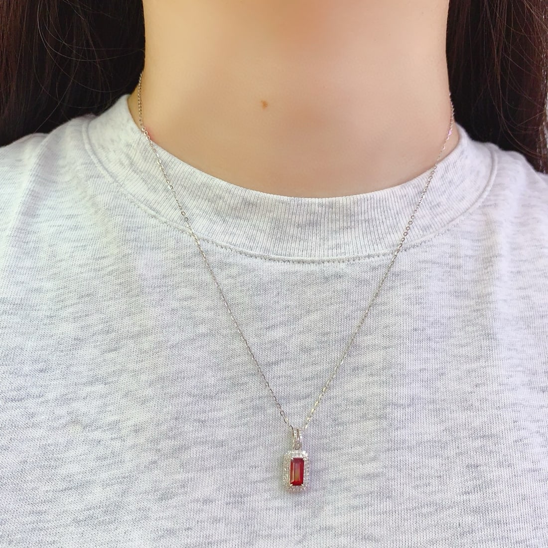 14k Gold 0.9 Ct Vivid Red Natural Ruby & Diamond Pendant( Without Chain ) - 6