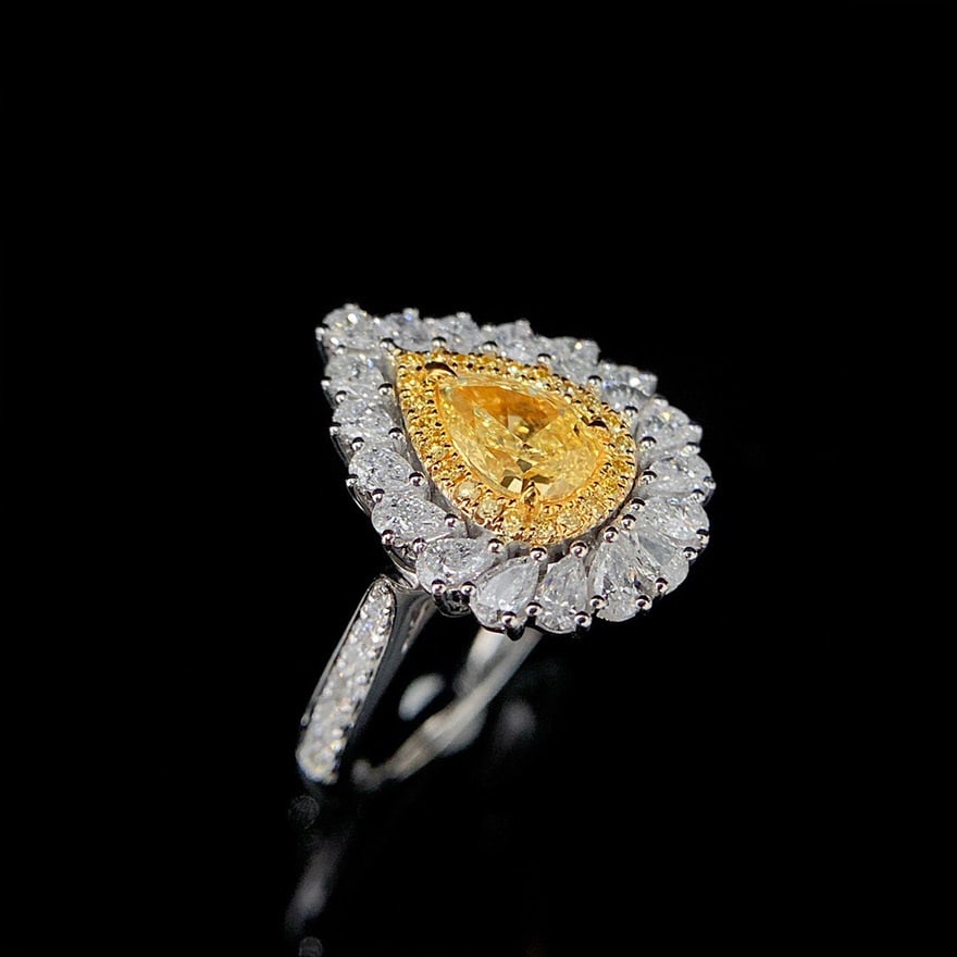 14k Gold 1.6 Ctw Natural Yellow Diamond & Diamond Ring/pendant( Without Chain ) - 2