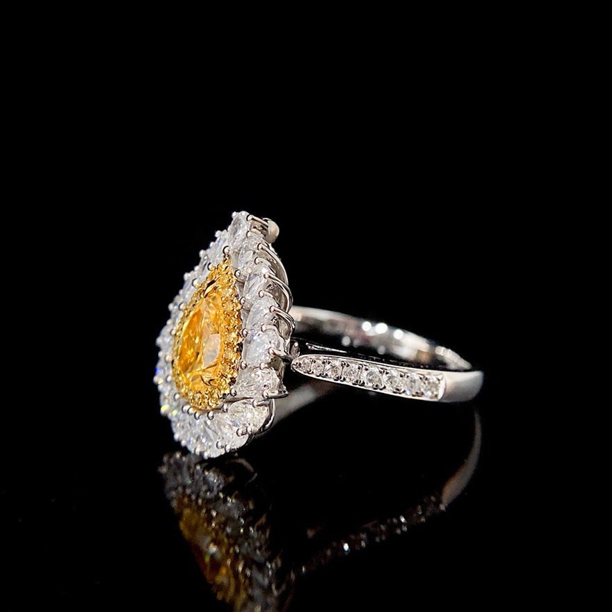 14k Gold 1.6 Ctw Natural Yellow Diamond & Diamond Ring/pendant( Without Chain ) - 3