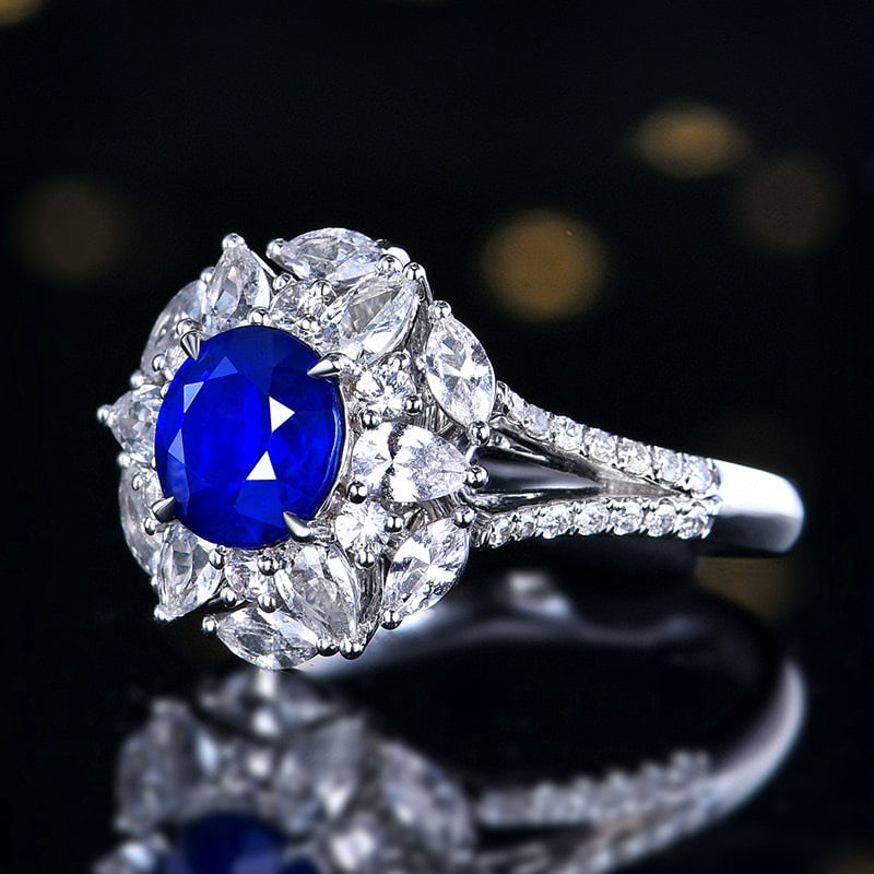 14k Gold 1.87 Ctw Natural Sapphire & Diamond Ring/pendant( Without Chain ) - 2